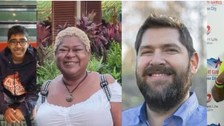 Four smiling kidney patients, enjoying their lives and achievements.