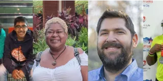 Four smiling kidney patients, enjoying their lives and achievements.