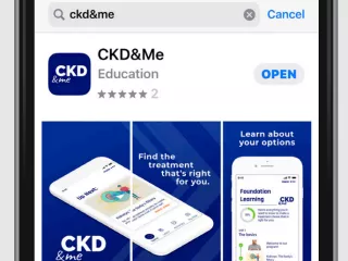 CKD&Me app shown on an app store on a phone